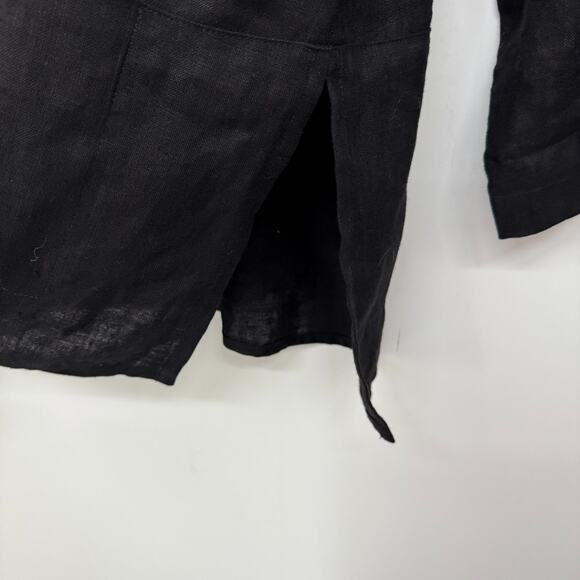 Kathleen Sommers Shirt Womens S Black Linen Button Front Pocket USA Minimalist - Picture 7 of 9